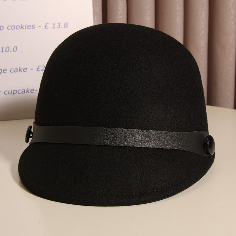 帽子女秋冬羊毛呢马术帽韩版潮复古小沿骑士帽英伦礼帽百搭鸭舌帽