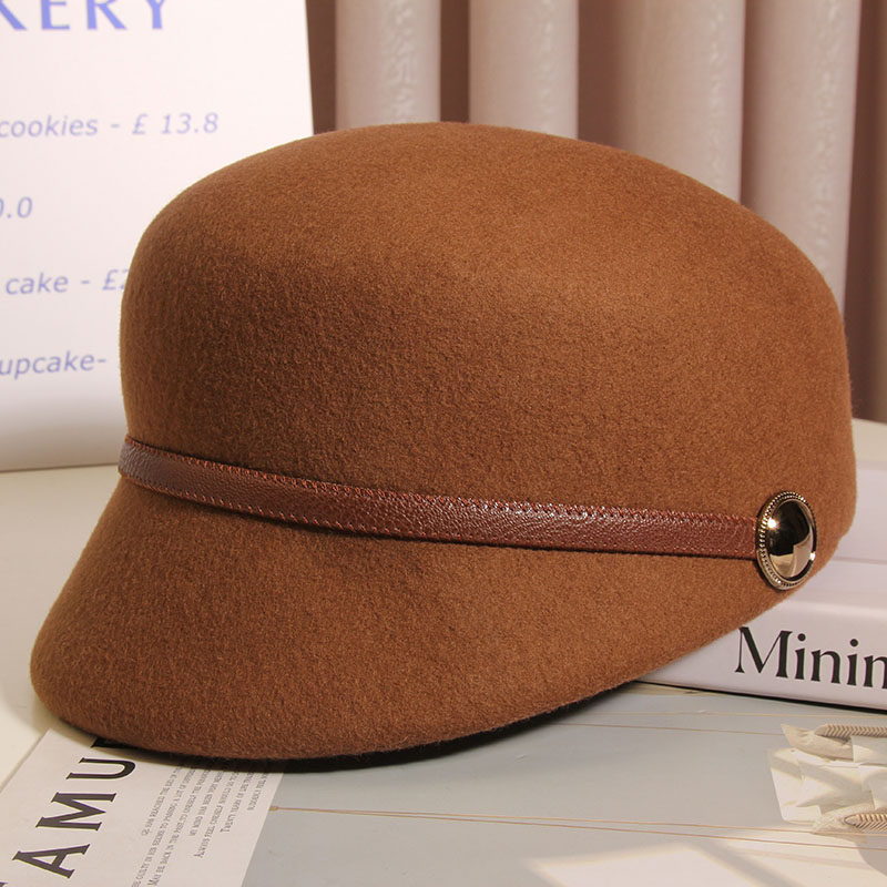 日系秋冬羊毛呢马术帽英伦潮鸭舌帽 古仙蔓帽子