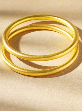 古法传承手镯女越南沙金金色素圈手环仿真细镯子不掉色首饰礼物