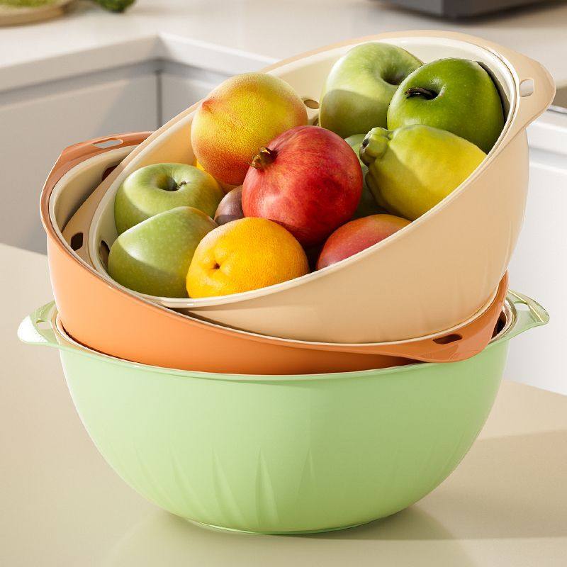 2026新款洗菜篮子洗菜盆双层沥水篮水果盘客厅家用双件套厨房洗菜,淘宝优惠券,粉丝福利购,淘宝优惠卷