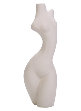 家居摆件ins人体造型艺术花瓶北欧家居装饰陶瓷花瓶雕塑白色花器