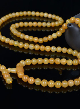 新疆天然金丝玉手串新款时尚戈壁玉108颗手链玉石圆珠8mm手链