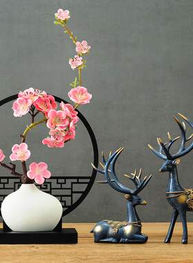 新中式客厅鹿摆件家居客厅电视酒柜玄关花瓶装饰品摆设办公室