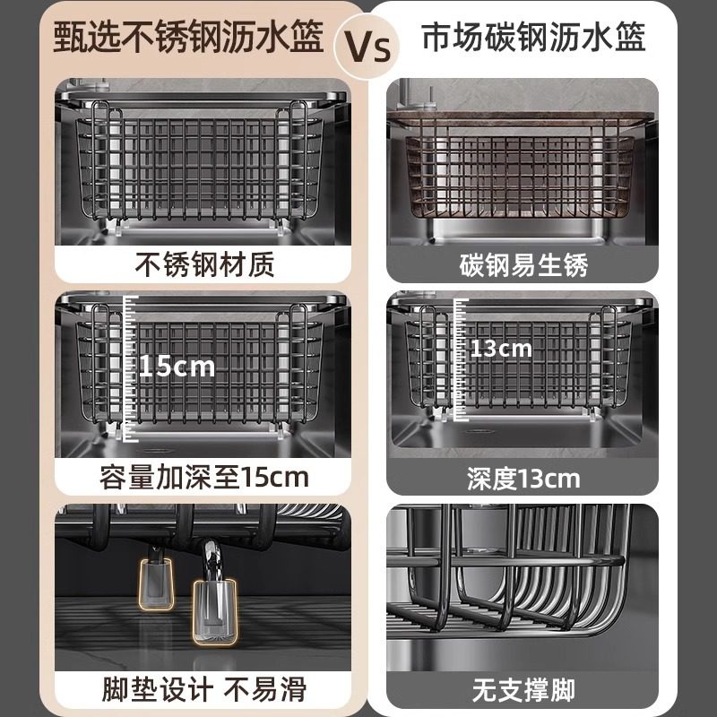 厨房304洗碗槽滤水篮水池洗菜盆碗碟沥水置物架,淘宝优惠券,粉丝福利购,淘宝优惠卷