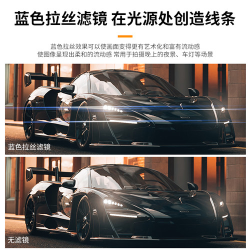 卓尔蓝色拉丝滤镜NANO-X系列 Streak Filter 67mm 72mm 77mm 82mm 电影炫光拉丝特效镜城市夜景拍摄光斑镜 - 图2