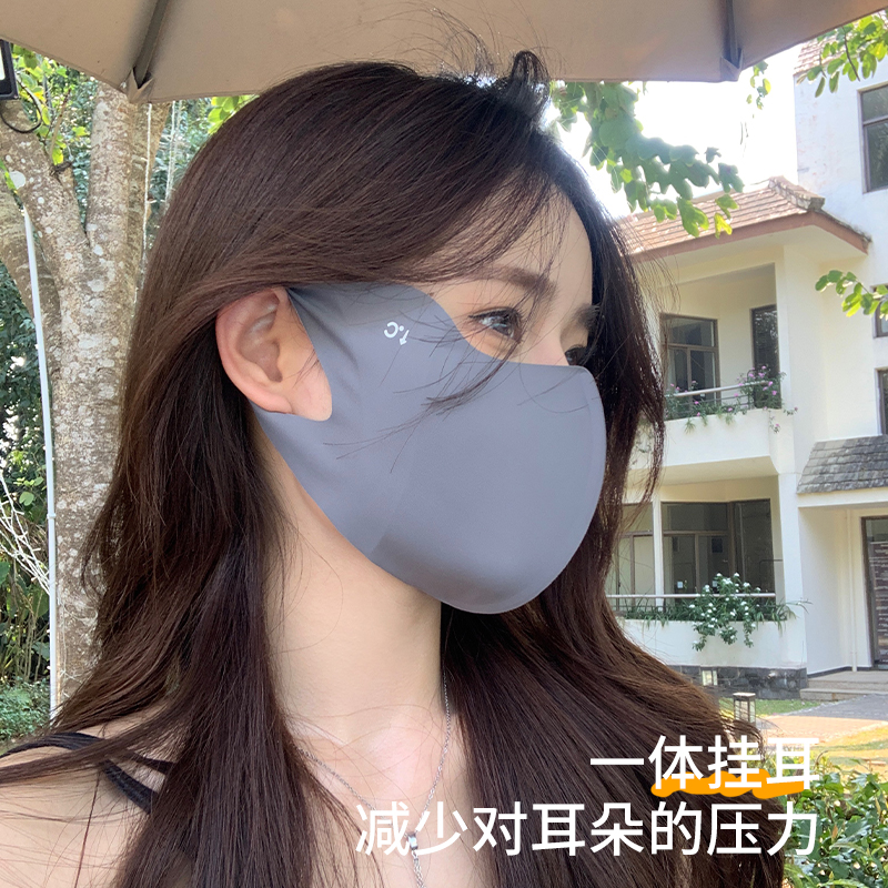 无痕护眼角冰丝防晒口罩女2024新款透气立体面罩全脸遮阳防紫外线-图1