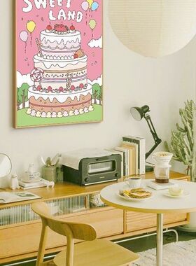 多巴胺蛋糕烘焙店装饰画ins小清新甜品蛋糕店挂画餐厅厨房墙壁画