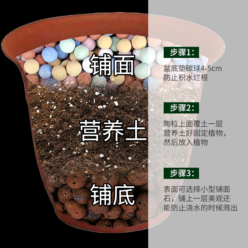 铺面石多肉专用营养土颗粒植物花盆栽装饰石子头陶粒麦饭石盖面石 - 图1