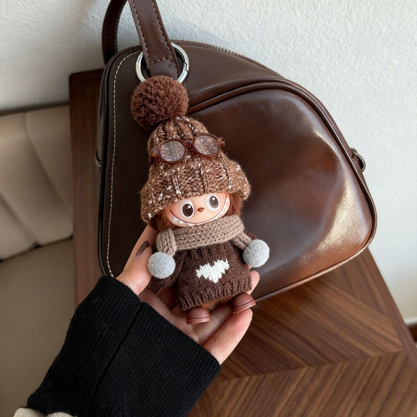 mini拉布布心底密码labubu4.0娃衣咖色系轻奢港风毛绒公仔替换装,淘宝优惠券,粉丝福利购,淘宝优惠卷