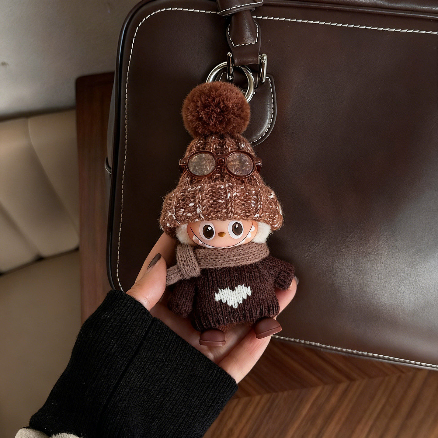 mini拉布布心底密码labubu4.0娃衣咖色系轻奢港风毛绒公仔替换装,淘宝优惠券,粉丝福利购,淘宝优惠卷