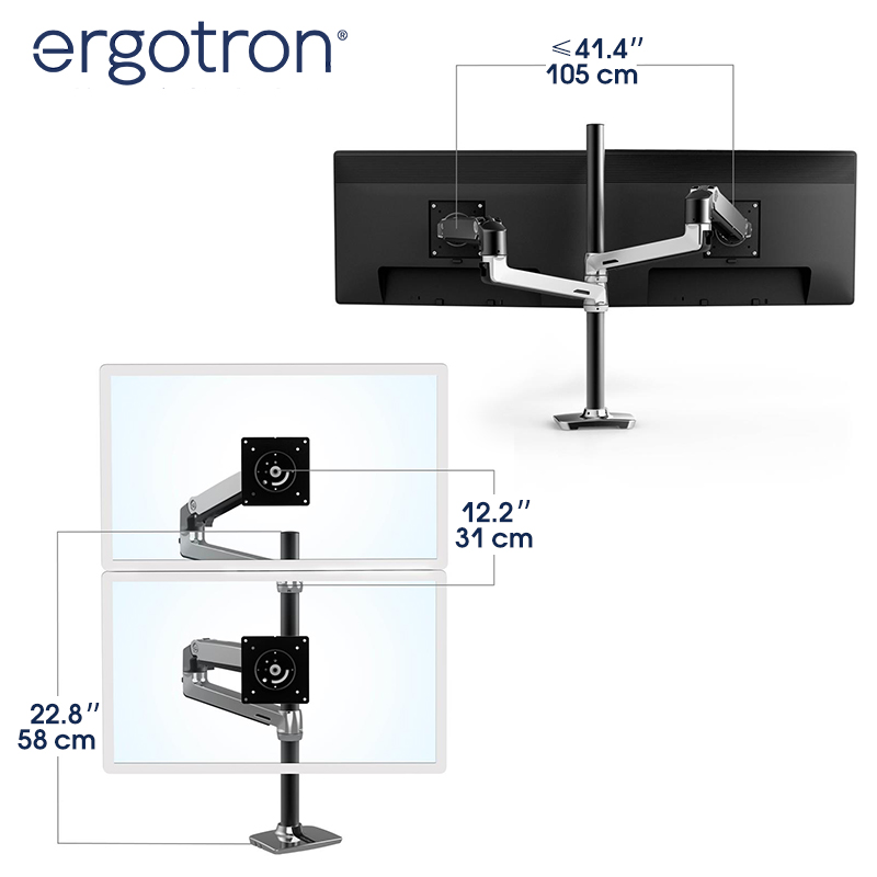 爱格升Ergotron45-509-216双屏电脑显示器支架三四屏幕支架机械臂 - 图3