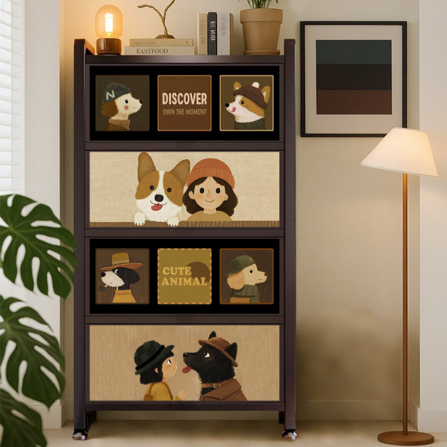Bookcase with door storage cabinet