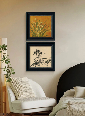 中古风挂画竹子装饰画2024新款