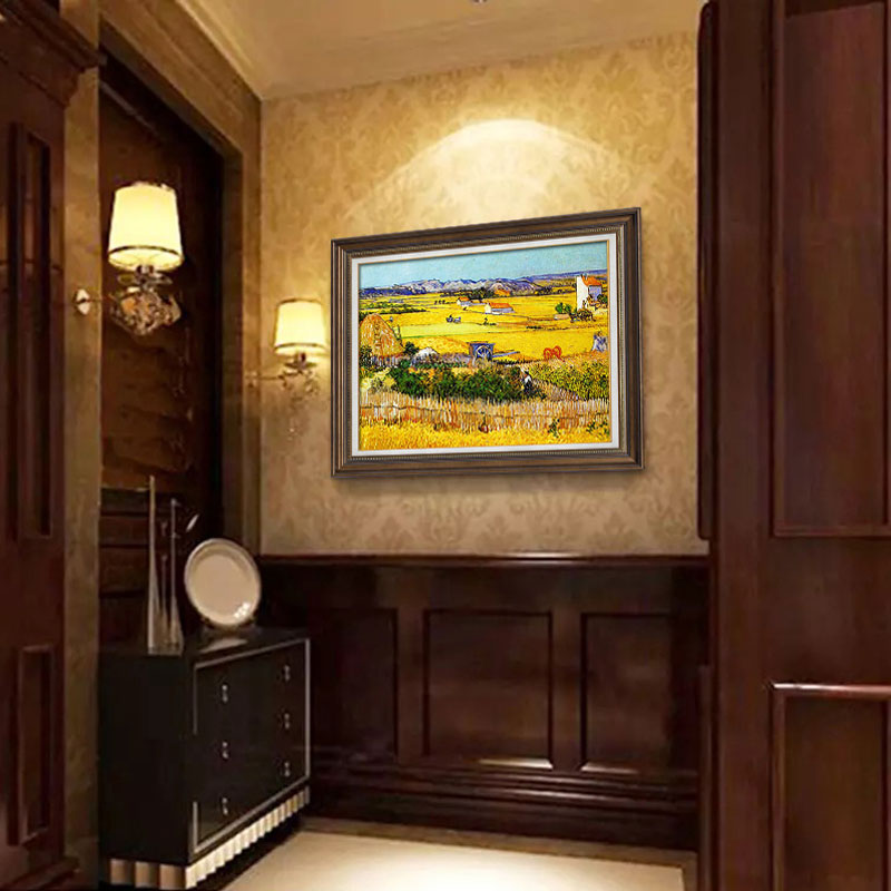 梵高丰收油画玄关横版餐厅装饰画美式挂画客厅沙发背景墙走廊壁画-图1