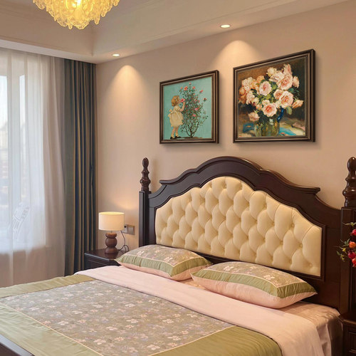 卧室床头装饰画美式大芬村油画客厅轻奢高级感挂画主卧复古壁画 - 图1