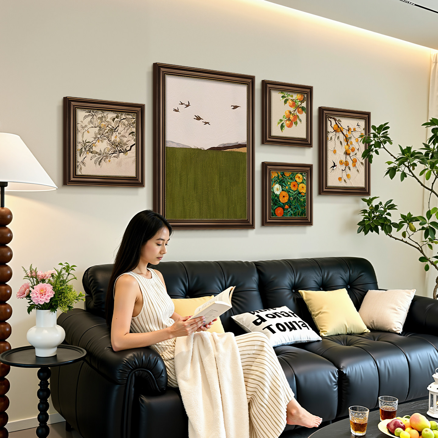 中古风挂画法式复古客厅沙发背景墙装饰画油画2025新款组合壁画,淘宝优惠券,粉丝福利购,淘宝优惠卷