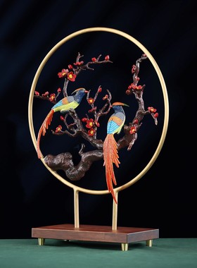 彩铜《喜上眉梢》喜鹊摆件装饰品