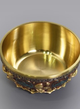 威弗列德全铜聚宝盆摆件家用玄关客厅博物架办公桌装饰品开业礼物