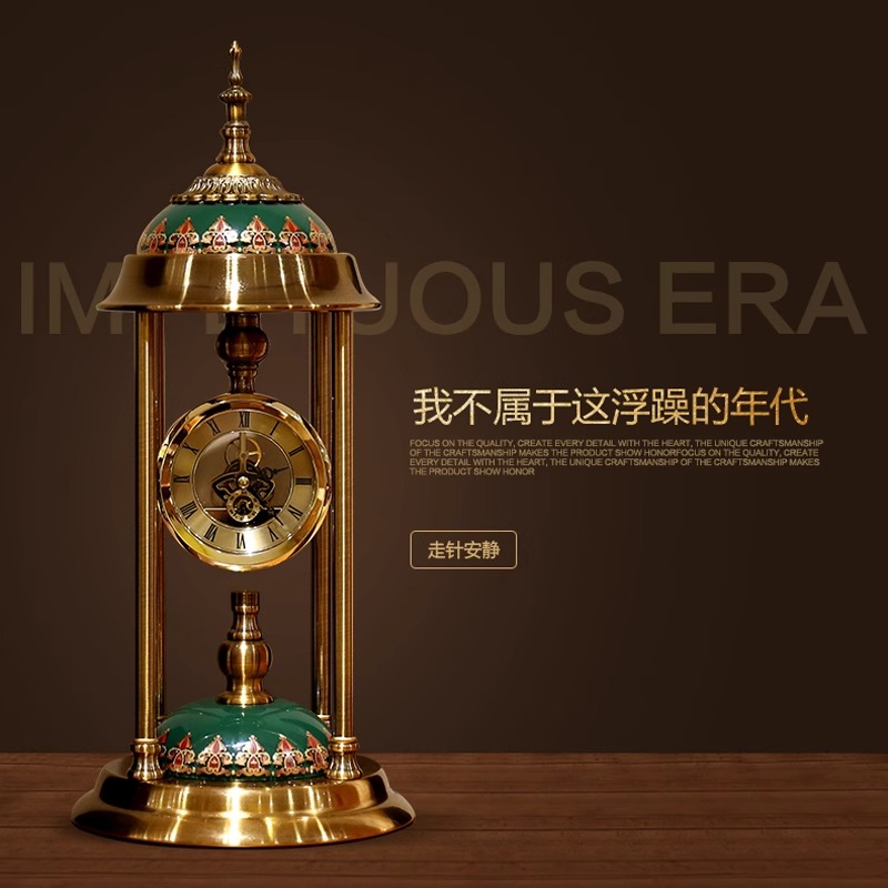 威弗列德高级摆放台式钟表桌面摆钟老式台钟欧式复古座钟客厅时钟 - 图1
