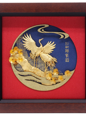 威弗列德松龄鹤寿长辈生日贺寿礼物祝寿送老人家寿辰金箔画礼摆件