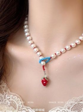 女式珍珠项链吧唧一口!甜