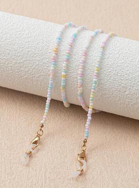 Small Candy Color Beaded Glasses Chain Anti lost Glasses跨境