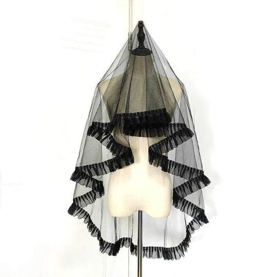 Halloween Headpiece Ghost Bride Black Short Retro Photo