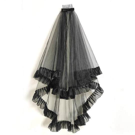 Halloween Headpiece Ghost Bride Black Short Retro Photo