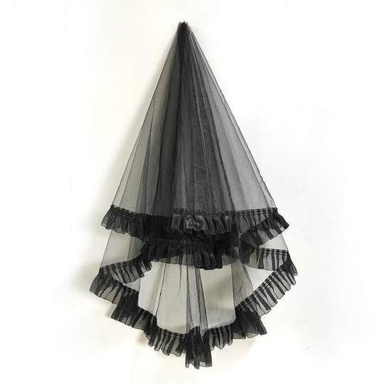 Halloween Headpiece Ghost Bride Black Short Retro Photo