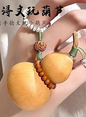 天然小葫芦文玩带龙头胖墩手捻把玩精品野生胡芦迷你客厅创意摆件