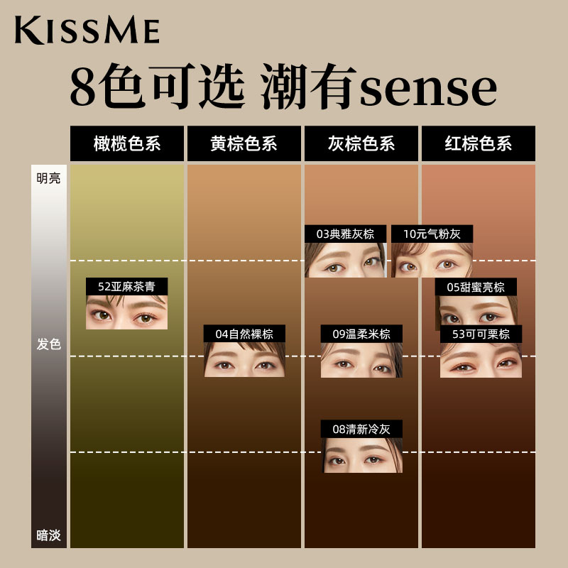 kissme染眉膏 持久不易脱色眉笔女眉粉浅色野生眉漂眉膏kiss me