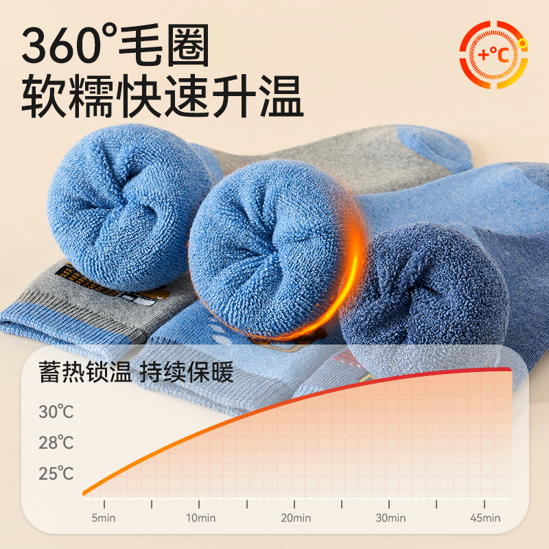 儿童袜子秋冬款加绒加厚纯棉毛圈冬季男宝宝男童中筒保暖棉袜冬天,淘宝优惠券,粉丝福利购,淘宝优惠卷