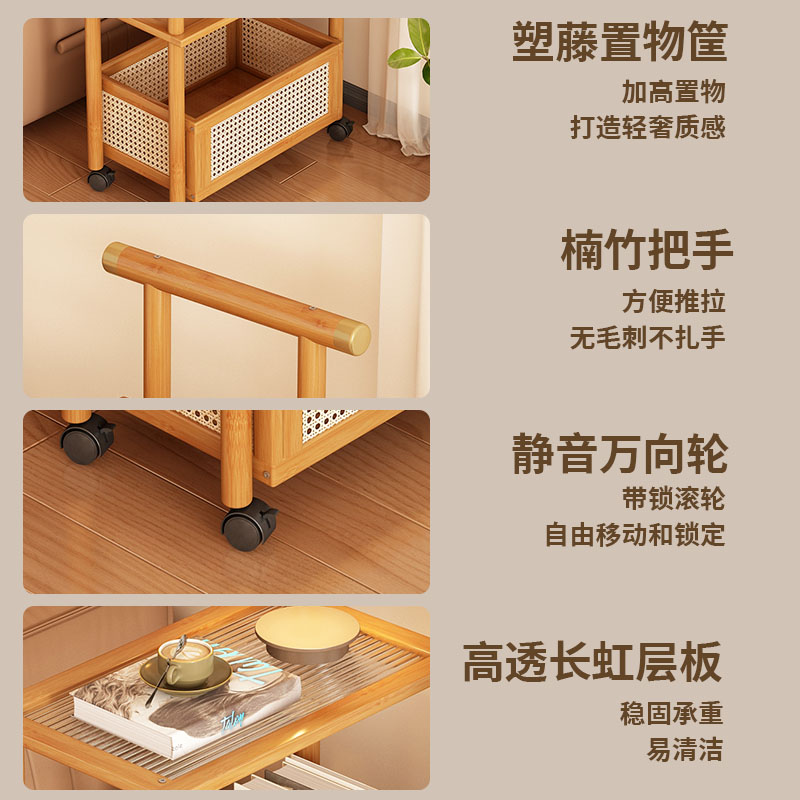 美容院带轮小推车非实木边几多功能置物架简易可移动护肤品收纳架 - 图3