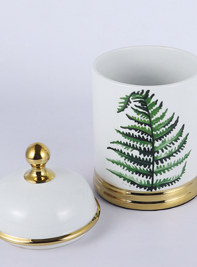 森系绿植陶瓷酒柜轻奢风储物罐