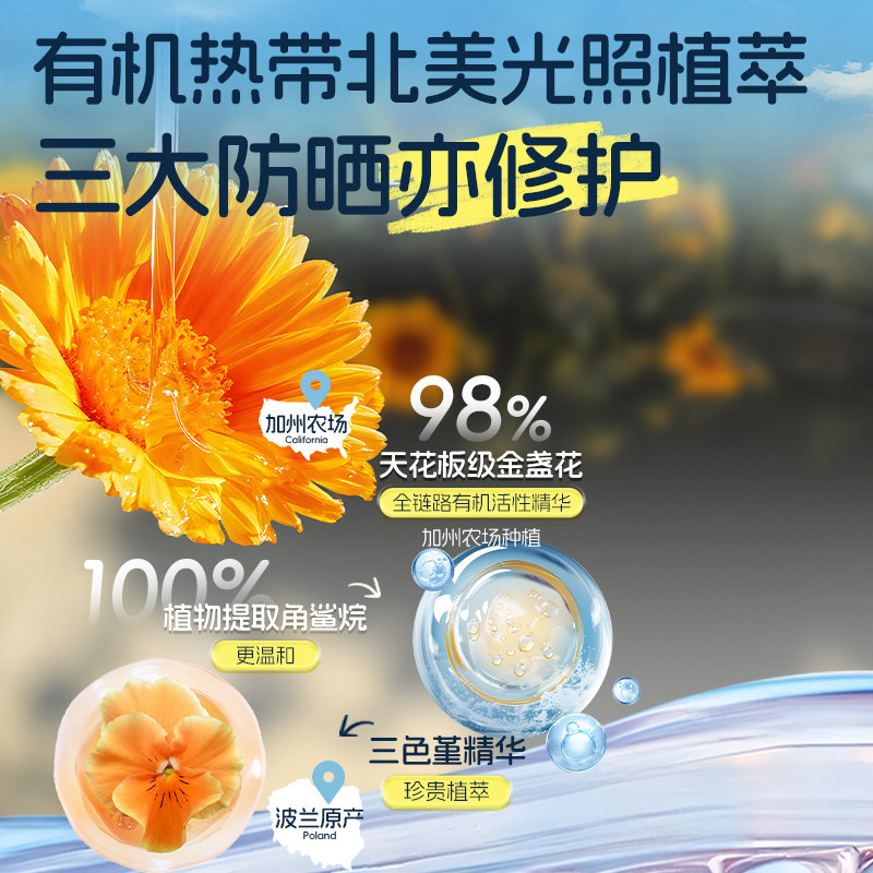 美国加州宝宝儿童防晒霜婴儿有机物理防晒乳隔离霜无香低敏宝宝