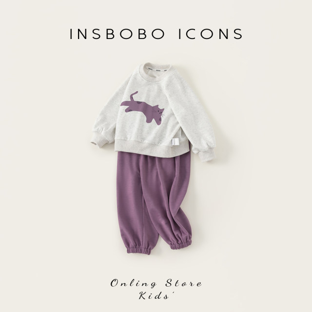 INSbobo children's suit kitten two-piece set