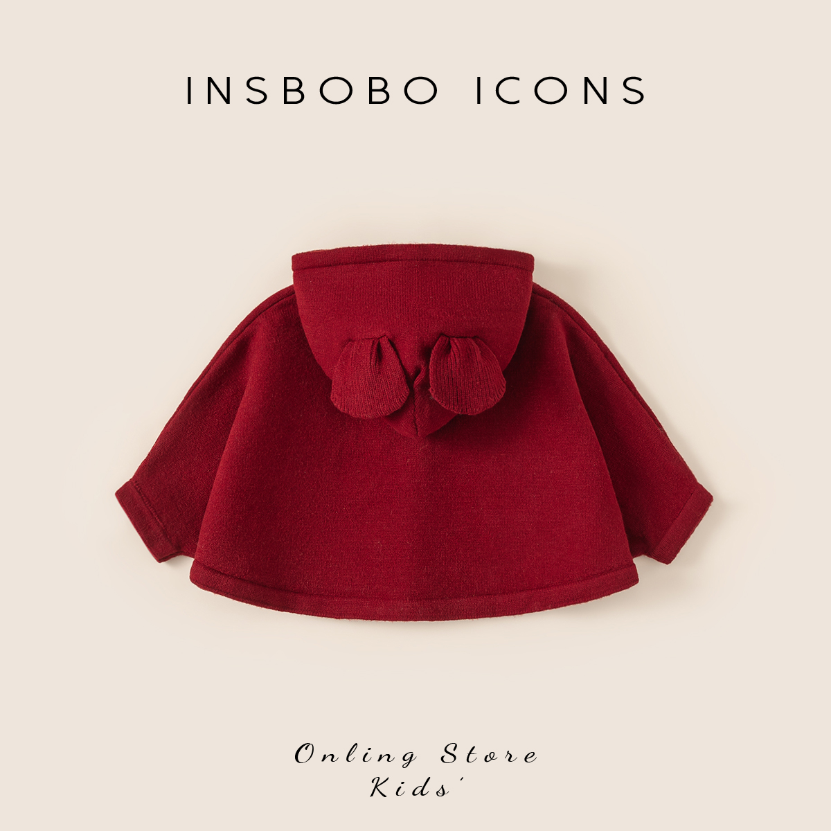 INSbobo女童毛衣2025秋冬洋气新款女宝宝外套针织衫斗篷冬装圣诞 - 图1