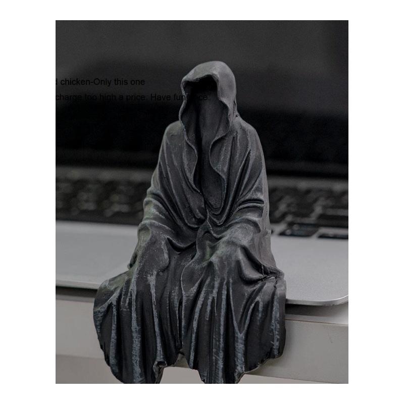 游戏周边神秘黑衣人戒灵王坐姿暗黑系袋装手办模型-图3