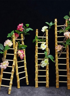创意竹鞭梯财富节节高竹鞭小梯子竹根竹梯寓意步步高升茶杯架摆件