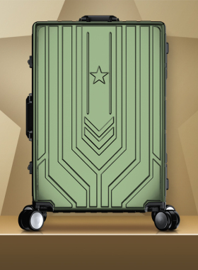 绿方阵入退伍纪念品老兵送战友兵哥毛绒人偶迷彩包行李箱摆件套装