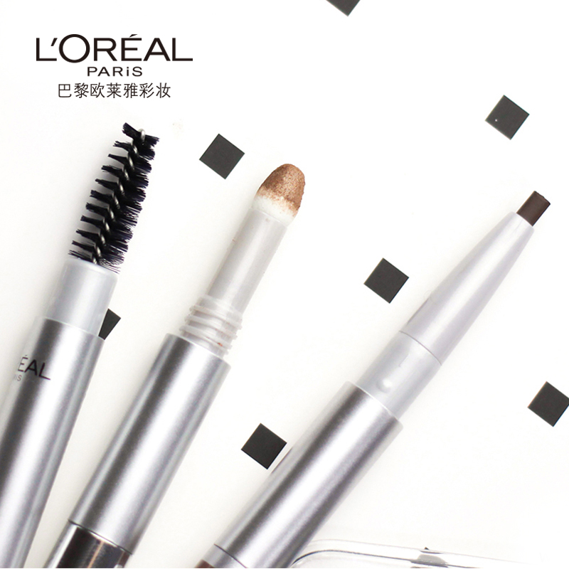 欧莱雅怡亚通大泽专卖欧莱雅三头塑形眉笔大师三合一防水汗不易脱色晕染持久眉粉刷正品1