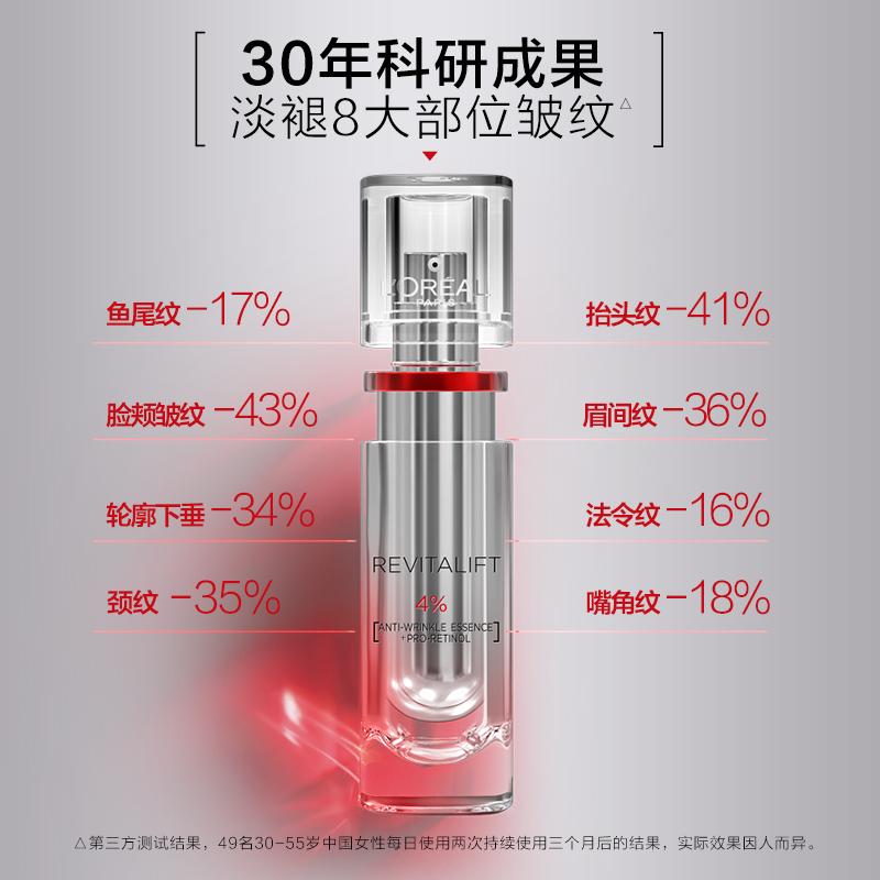 欧莱雅怡亚通大泽专卖欧莱雅逆时瓶复颜视黄醇玻色因抗皱面部精华液抗衰老淡化细纹30ml1