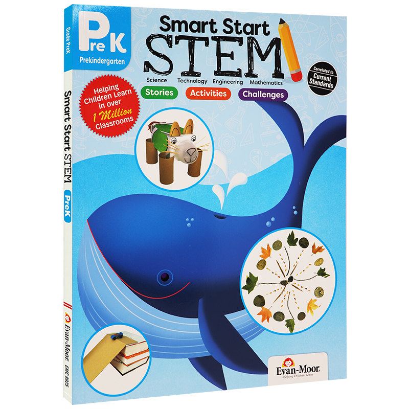 英文原版 Evan Moor Smart Start STEM PreK K G1聪慧启蒙跨学科3册套装美国加州教材幼儿园小学Science学科练习册 3-7岁-图3