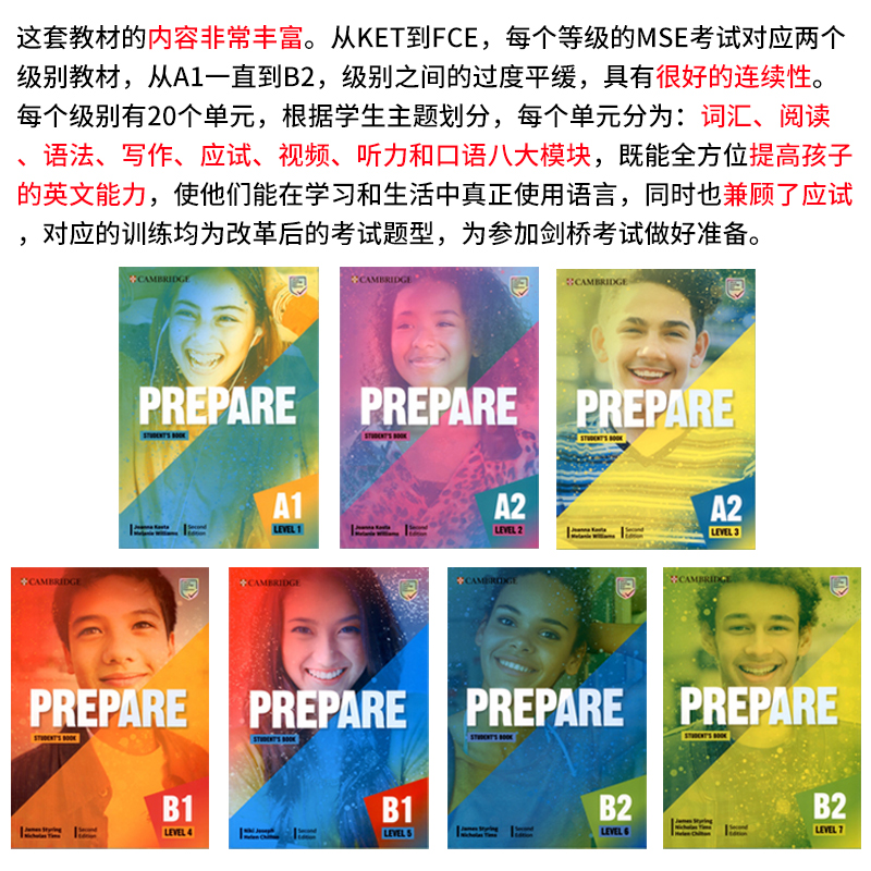 【自营】剑桥国际少儿英语 Prepare 1 2 3 4 5 6 7级 剑桥英语教材 剑桥少儿英语考试教材KET备考 Prepare教材 剑桥中学英语教材 - 图0