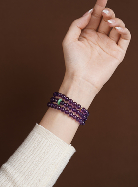 天然紫水晶手链项链女款本命佛佛珠手串简约时尚高级感饰品手链