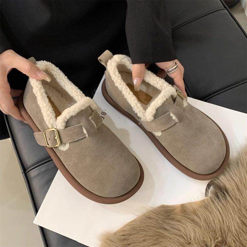 加绒保暖复古平底毛毛鞋女外穿休闲鞋2025秋冬款软底舒适豆豆棉鞋,淘宝优惠券,粉丝福利购,淘宝优惠卷