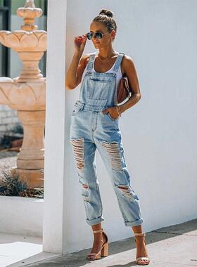 Women's Plus Size Distressed Denim Harem Pants, Loose Fit