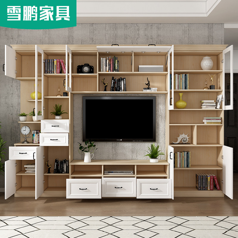 2020新款客厅小户型多功能电视柜组合墙柜背景墙组合柜定制柜子_虎窝淘