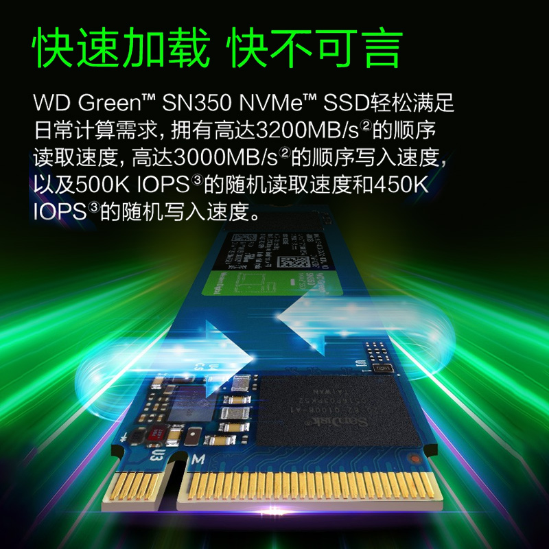 WD西部数据M.2固态SN350 nvme绿硬盘240/500g/960G1/2T台式笔记本-图0