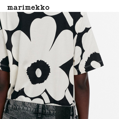 新年礼物Marimekko【Unikko游霓可】女士花卉图案短袖T恤25早秋 - 图3